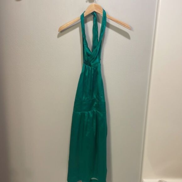 BETSEY Johnson womans silky green halter dress - Picture 7 of 9